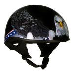Hot Leathers HLT68 Eagle Black Advanced DOT Approved Motorcycle Skull Cap Half Helmet Biker - Image 9