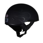 Hot Leathers HLT68 Type-1 Flat Black Flames Motorcycle DOT Approved Skull Cap Half Helmet - Image 9