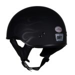 Hot Leathers HLT68 Type-1 Flat Black Flames Motorcycle DOT Approved Skull Cap Half Helmet - Image 10