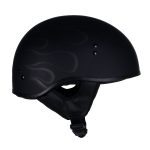 Hot Leathers HLT68 Type-1 Flat Black Flames Motorcycle DOT Approved Skull Cap Half Helmet - Image 7