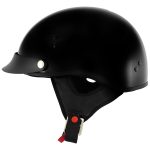 Hot Leathers HLT70 Stealth Glossy Black Motorcycle DOT Skull Cap Classic Half Helmet - Image 8