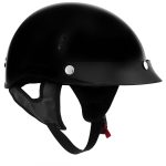 Hot Leathers HLT70 Stealth Glossy Black Motorcycle DOT Skull Cap Classic Half Helmet - Image 4
