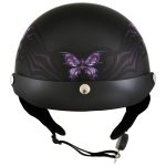 Hot Leathers HLT70 Purple Butterfly Flat Black Advanced DOT Motorcycle Half Face Biker Helmet - Image 6