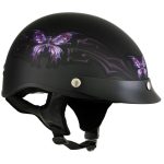 Hot Leathers HLT70 Purple Butterfly Flat Black Advanced DOT Motorcycle Half Face Biker Helmet - Image 4