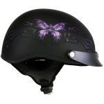 Hot Leathers HLT70 Purple Butterfly Flat Black Advanced DOT Motorcycle Half Face Biker Helmet - Image 8