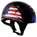 Hot Leathers HLT68 American Flag Black Glossy Motorcycle Skull Cap Half Helmet DOT Approved - Image 7