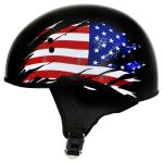 Hot Leathers HLT68 American Flag Black Glossy Motorcycle Skull Cap Half Helmet DOT Approved - Image 4