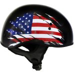 Hot Leathers HLD1051 USA Flag Star and Stripes Glossy Black Motorcycle DOT Skull Cap Helmet - Image 5