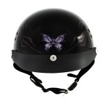 Hot Leathers HLT70 Purple Butterfly Glossy Black DOT Motorcycle Half Face Biker Helmet - Image 5