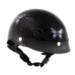 Hot Leathers HLT70 Purple Butterfly Glossy Black DOT Motorcycle Half Face Biker Helmet - Image 4