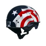 Hot Leathers T72 Blue Flag Advanced DOT Motorcycle Half Helmet Biker w/ Drop Down Visor - Image 7