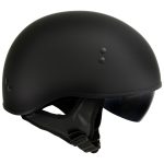 Hot Leathers T72 Black Widow Flat Black Motorcycle Half Helmet Biker w/ Drop Down Visor - Image 5