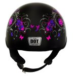 Milwaukee Helmets T72 Gloss Black Pink Butterflies Advanced DOT Helmet w/ Drop Down Visor - Image 4