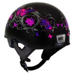 Milwaukee Helmets T72 Gloss Black Pink Butterflies Advanced DOT Helmet w/ Drop Down Visor - Image 5