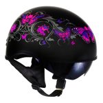 Milwaukee Helmets T72 Gloss Black Pink Butterflies Advanced DOT Helmet w/ Drop Down Visor - Image 9