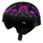 Hot Leathers HLT72 Gloss Black Pink Butterflies Advanced DOT Helmet w/ Drop Down Visor - Image 5