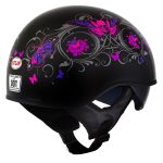Hot Leathers HLT72 Gloss Black Pink Butterflies Advanced DOT Helmet w/ Drop Down Visor - Image 7