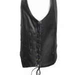 USA Leather 1204 Men’s Black ‘Dime’ Classic Leather Ten Pocket Motorcycle Biker Vest with Side Laces - Image 7