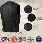 Hot Leathers VSM5008 USA Made Men’s ‘Buster’ Black Side Lace Premium Leather Vest - Image 4