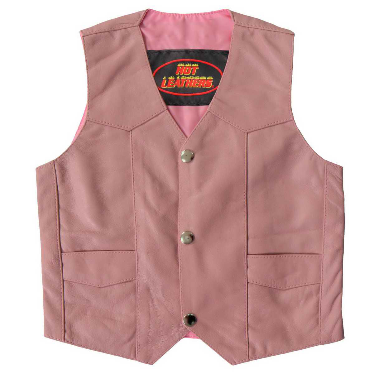 Hot Leathers VSK1003 Girls – Kids Pink Leather Toddler Biker Vest