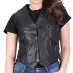 Hot Leathers VSL1006 Ladies Black Leather Braided Vest - Image 4