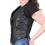 Hot Leathers VSL1006 Ladies Black Leather Braided Vest - Image 5