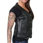 Hot Leathers VSL1008 Ladies Black ‘Ten Pocket’ Leather Vest - Image 4