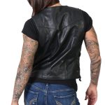 Hot Leathers VSL1008 Ladies Black ‘Ten Pocket’ Leather Vest - Image 2