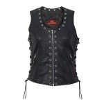Hot Leathers VSL1009 Ladies Black Lambskin Vest with Grommet Accents - Image 9
