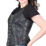 Hot Leathers VSL1009 Ladies Black Lambskin Vest with Grommet Accents - Image 7