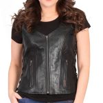 Hot Leathers VSL1010 Ladies Black Lambskin Side Lace Vest - Image 6