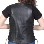 Hot Leathers VSL1010 Ladies Black Lambskin Side Lace Vest - Image 7