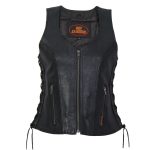 Hot Leathers VSL1013 Ladies Black Leather Side Lace Zip-Up Vest - Image 8