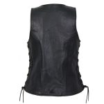 Hot Leathers VSL1013 Ladies Black Leather Side Lace Zip-Up Vest - Image 7