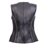 Hot Leathers VSL1016 Ladies ‘Rhinestone’ Black Leather MC Vest - Image 2