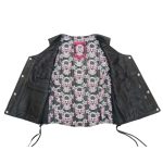 Hot Leathers VSL1017 Ladies ‘Sugar Skull’ Lined Black Leather MC Vest - Image 2