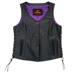 Hot Leathers VSL2001 Ladies Black ‘Fleur De Lis Cross’ Leather Vest - Image 2