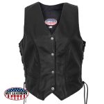 Hot Leathers VSL5001 USA Made Women’s Black Braided Leather Vest - Image 11