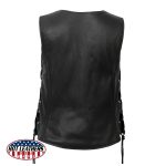 Hot Leathers VSL5002 USA Made Women’s Black Leather MC Vest with Side Laces - Image 2