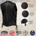 Hot Leathers VSL5002 USA Made Women’s ‘Kitten’ Black Leather Motorcycle Vest with Side Laces - Image 5