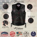 Hot Leathers VSL5002 USA Made Women’s ‘Kitten’ Black Leather Motorcycle Vest with Side Laces - Image 2