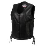 Hot Leathers VSL5002 USA Made Women’s ‘Kitten’ Black Leather Motorcycle Vest with Side Laces - Image 10