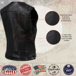 Hot Leathers VSL5003 USA Made Women’s ‘Speed Queen’ Black Leather Vest with Front Zipper - Image 5