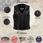 Hot Leathers VSL5003 USA Made Women’s ‘Speed Queen’ Black Leather Vest with Front Zipper - Image 2