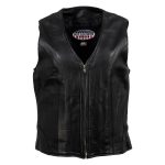 Hot Leathers VSL5003 USA Made Women’s ‘Speed Queen’ Black Leather Vest with Front Zipper - Image 6
