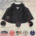 Hot Leathers VSL5003 USA Made Women’s ‘Speed Queen’ Black Leather Vest with Front Zipper - Image 4