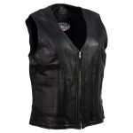Hot Leathers VSL5003 USA Made Women’s ‘Speed Queen’ Black Leather Vest with Front Zipper