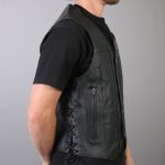 Hot Leathers VSM1017 Men’s Black ’10 Pocket’ Leather Vest with Side Laces - Image 2