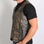 Hot Leathers VSM1029 Men’s Distressed Brown 10 Pocket ‘Conceal and Carry’ Leather Vest - Image 2