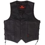 Hot Leathers VSM1033 Men’s Black ‘Classic Side Lace’ Leather Vest - Image 5